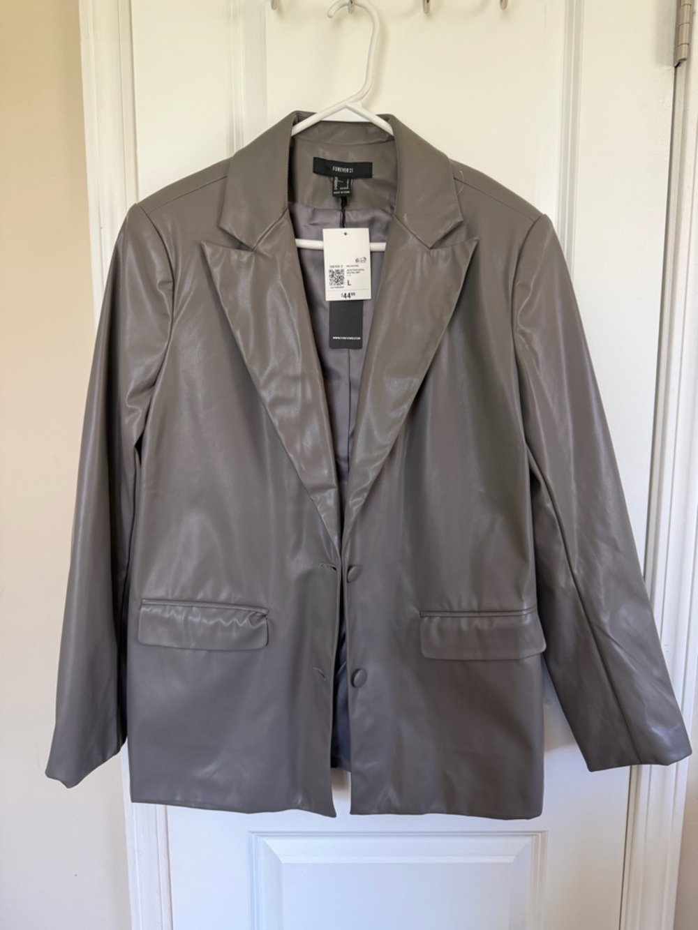 Makeup Forever Taupe Vegan Leather Blazer